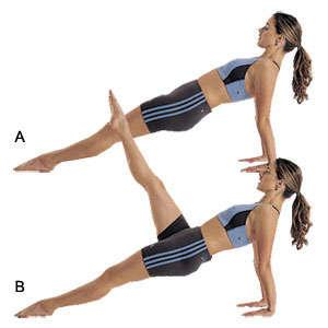 ejercicio pilates Plank inverso con levantamiento de la pierna
