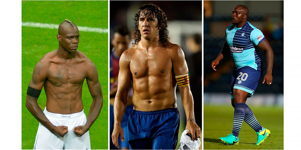 Ejemplos de tipos de cuerpo de futbolistas