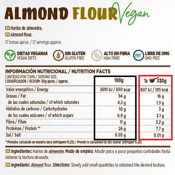 Etiqueta de Harina de Almendra de HSN