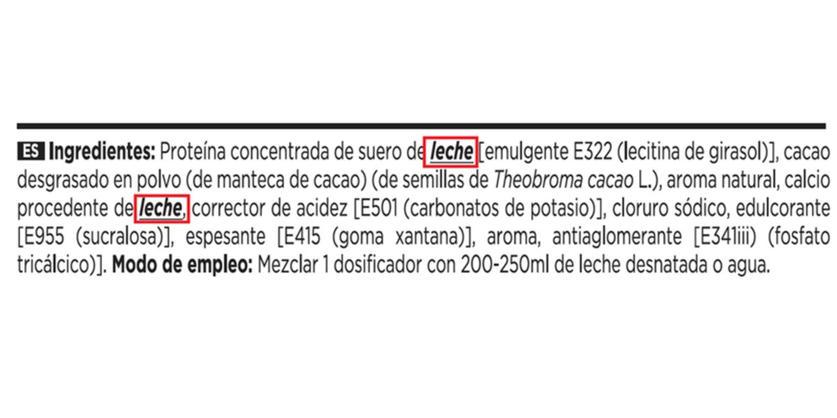 Lista de ingredientes de Evonative Whey de HSN