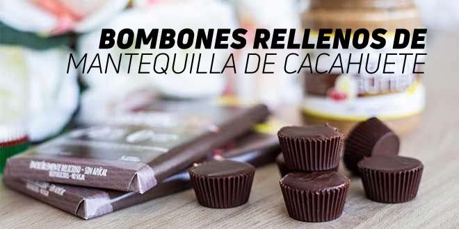 Bombones de Chocolate rellenos de Mantequilla de Cacahuete Bombones de Chocolate rellenos de Mantequilla de Cacahuete