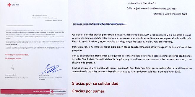 Agradecimiento carta Cruz Roja a HSN
