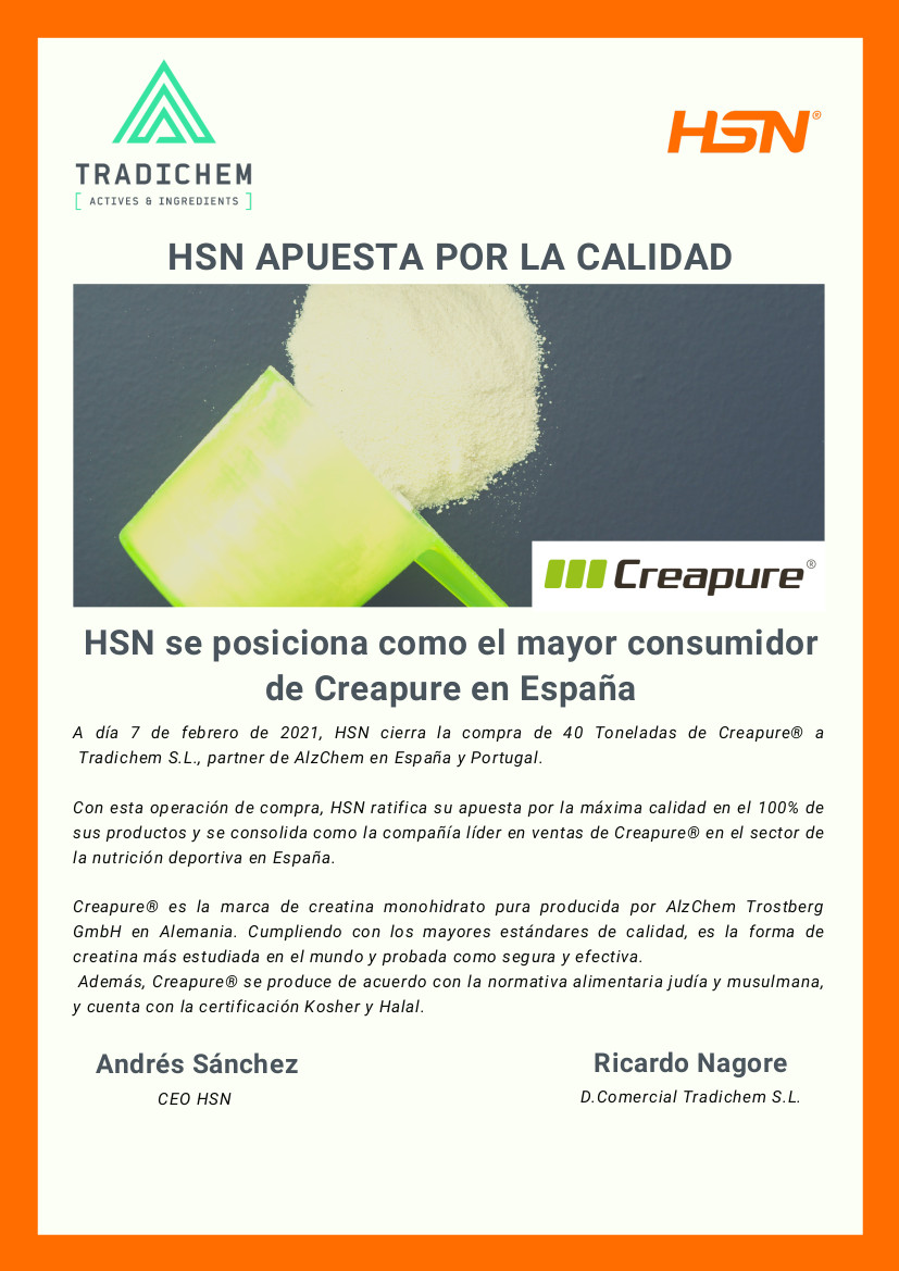 Nota Tradichem récord compra Creapure®