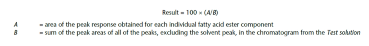 Fórmula de la medición del porcentaje de ácidos grasos en área 