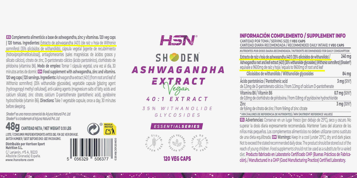 Etiqueta Ashwagandha Shoden® HSN EssentialSeries