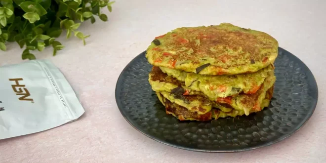 Tortilla sin huevo con verduras rica en proteínas