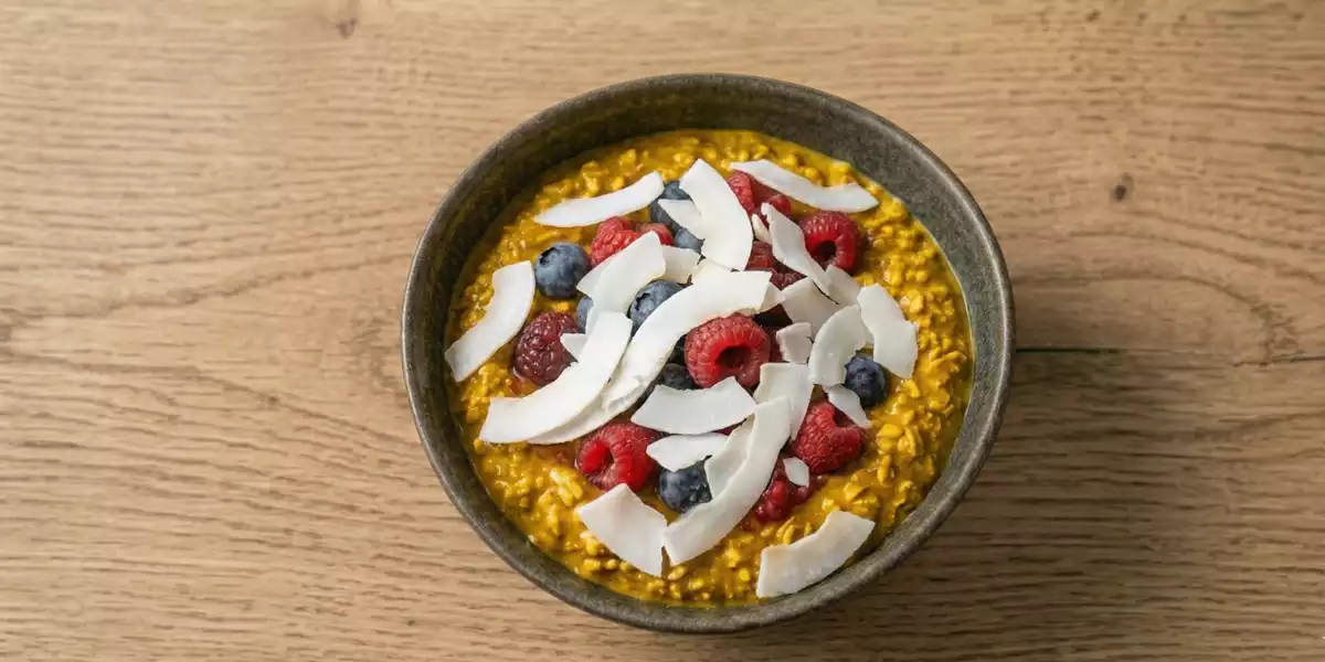 Overnights Oats Especiados con Frutos Rojos y Chips de Coco