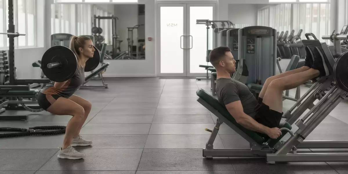 Coppia di sportivi che allena le gambe