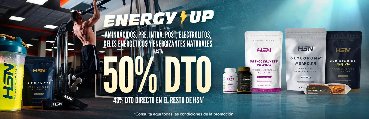  Hasta 50% DTO en Amino&aacute;cidos, Pre, Intra, Post, Electrolitos, Geles Energ&eacute;ticos y Energizantes Naturales