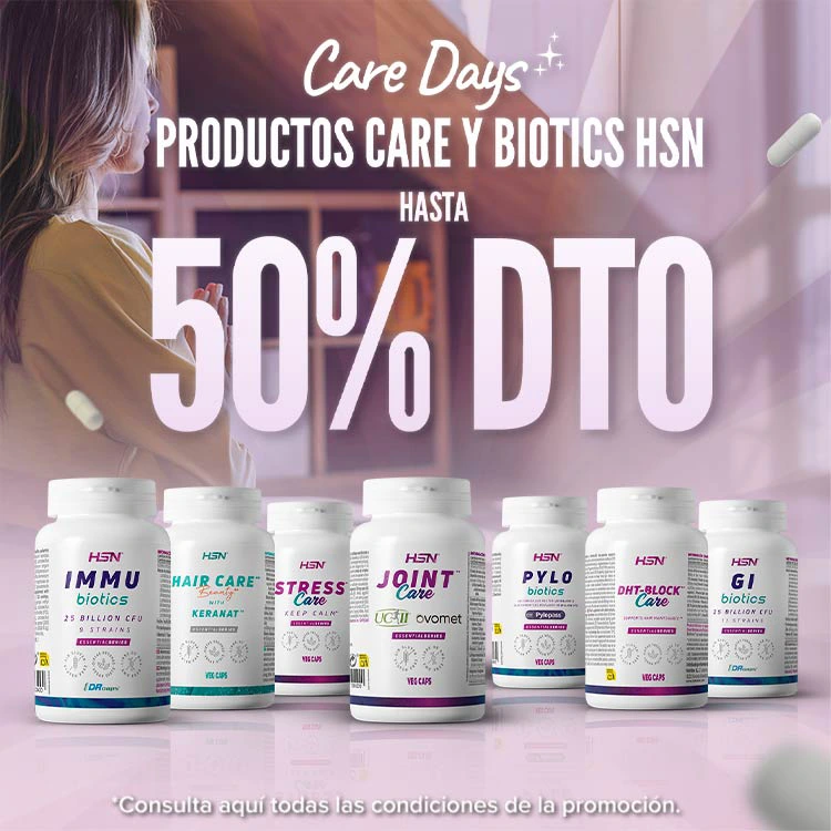 Hasta 50% DTO en Productos Care y Biotics HSN