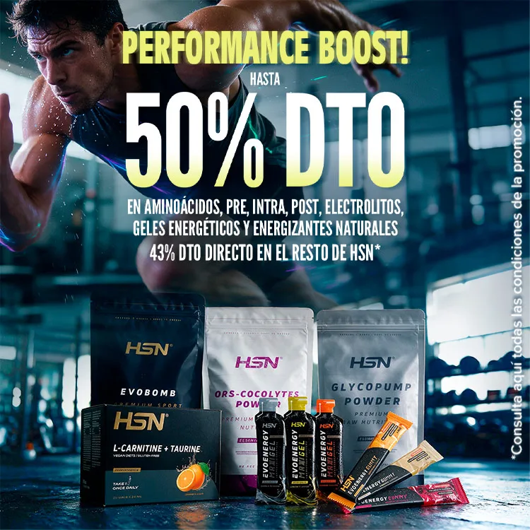  Hasta 50% DTO en Amino&aacute;cidos, Pre, Intra, Post, Electrolitos, Geles Energ&eacute;ticos y Energizantes Naturales