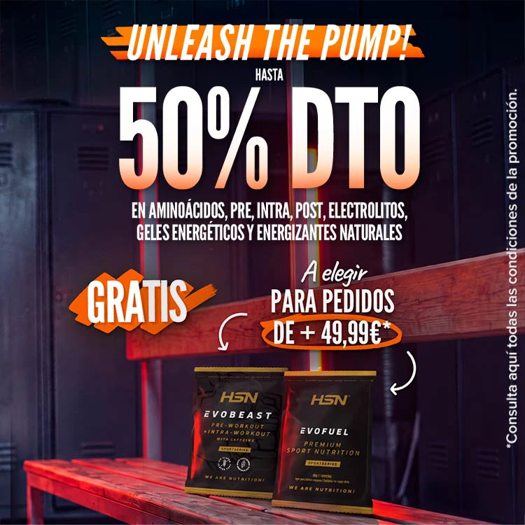 Hasta 50% DTO en Amino&aacute;cidos, Pre, Intra, Post, Electrolitos, Geles Energ&eacute;ticos y Energizantes Naturales