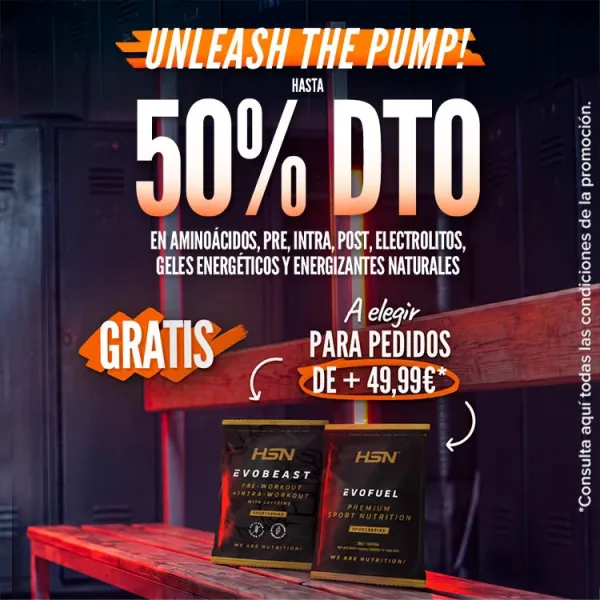 Hasta 50% DTO en Amino&aacute;cidos, Pre, Intra, Post, Electrolitos, Geles Energ&eacute;ticos y Energizantes Naturales
