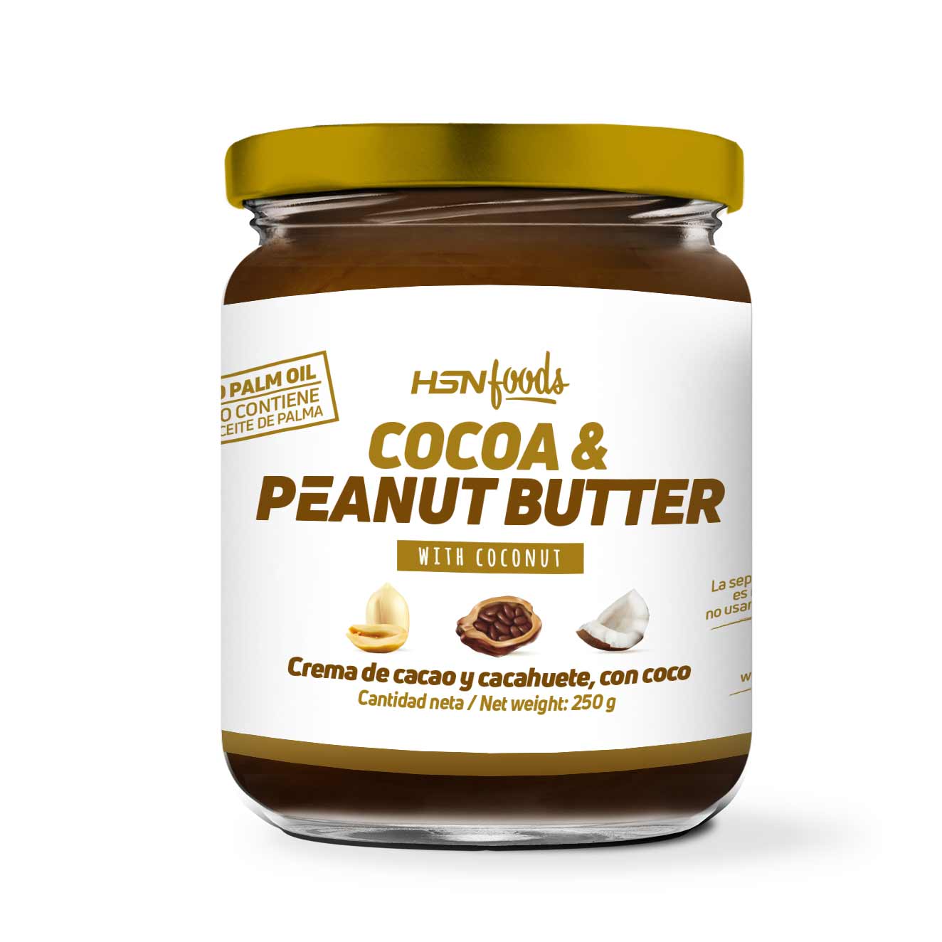 CREMA DE CACAO Y CACAHUETE CON COCO - 250g