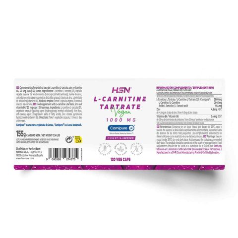L-carnitina Tartrato Carnipure de 1000mg