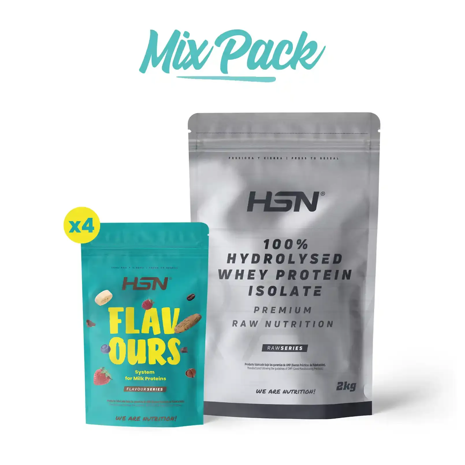 100% PROTEÍNA DE SUERO HIDROLIZADO AISLADA + SABORIZANTES - MIX PACK