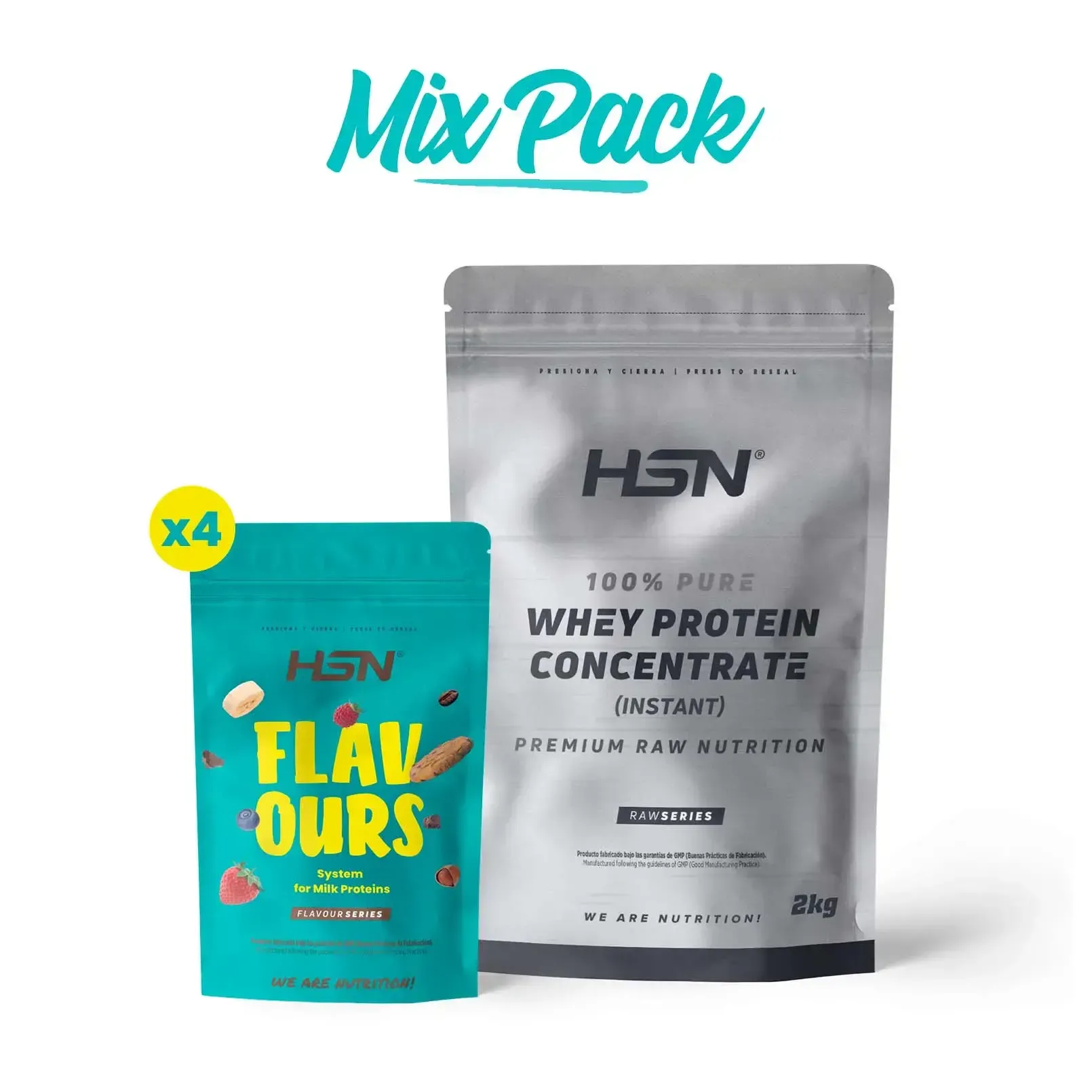 100% WHEY PROTEIN CONCENTRATE + SABORIZANTES - MIX PACK