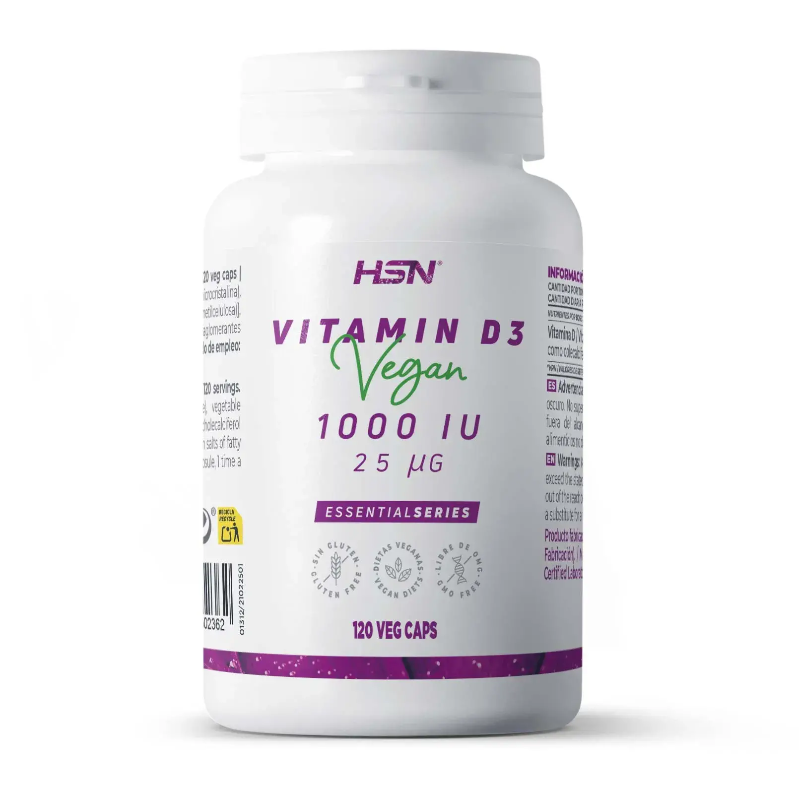 VITAMINA D3 VEGANA 1000UI - 120 veg caps