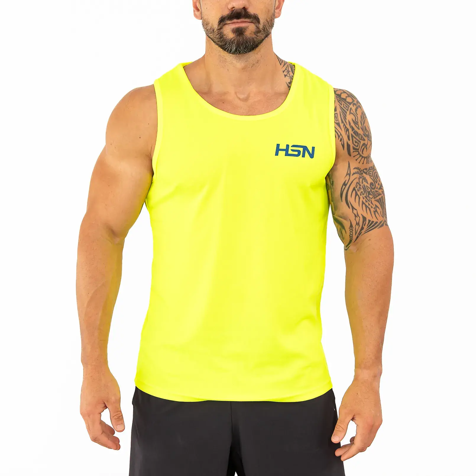 CAMISETA TÉCNICA HSN SIN MANGAS AMARILLO FLUOR - L