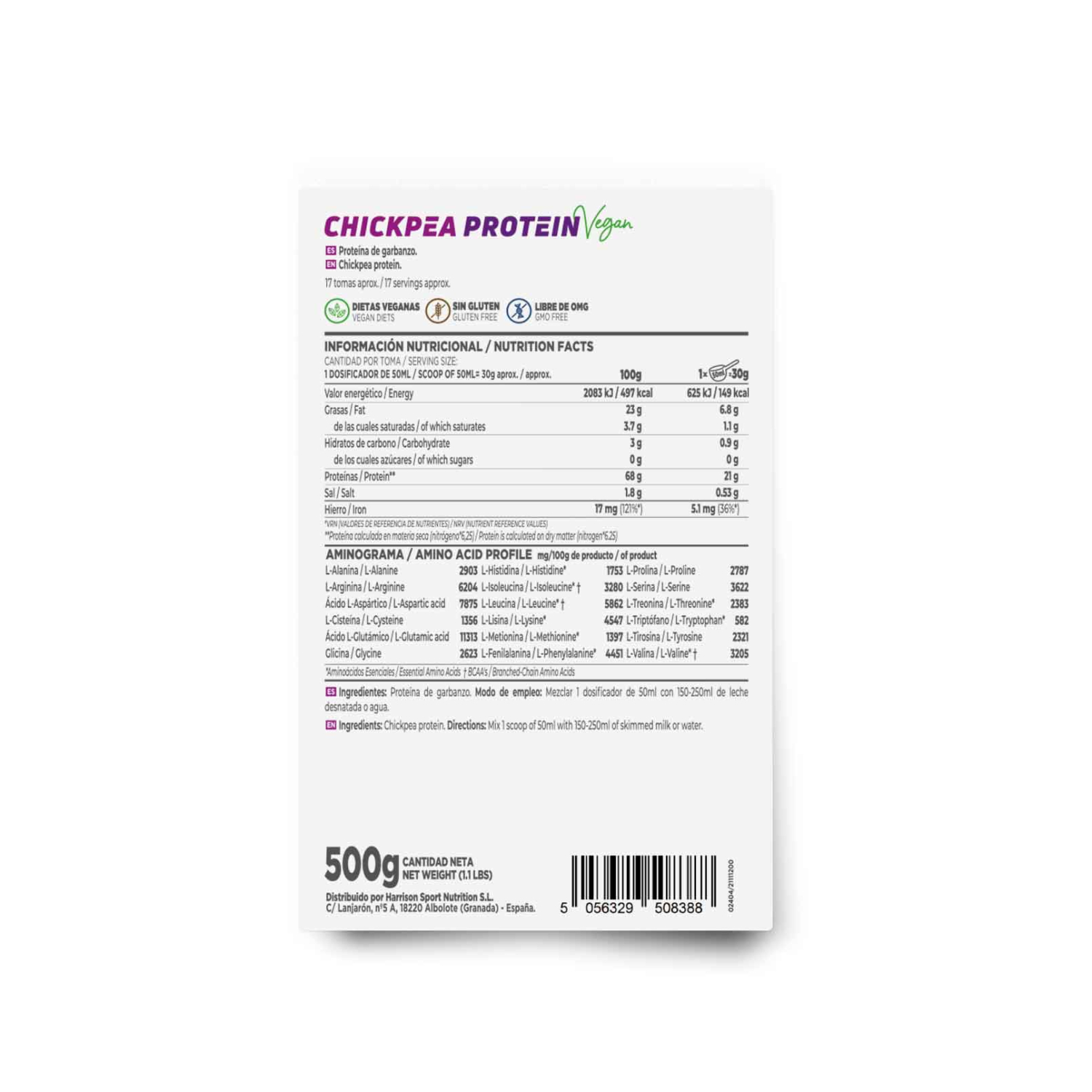 Proteína de garbanzo 500g, foto 2