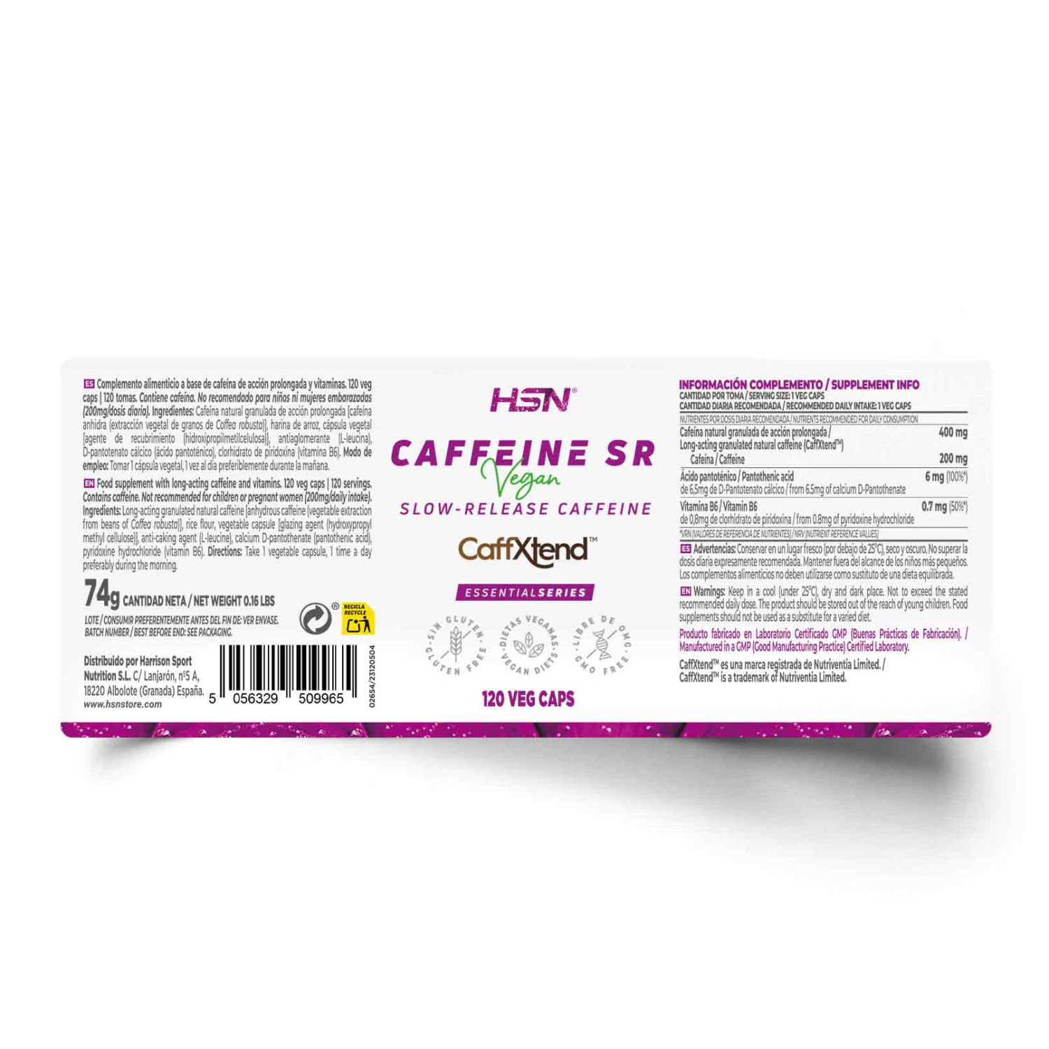 Cafeína de liberación prolongada (400mg CaffXtend™) - 120 veg caps, foto 2