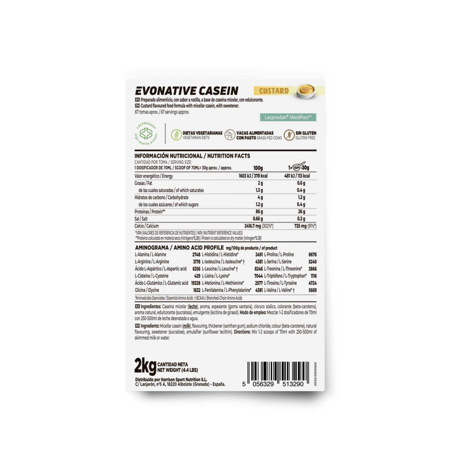 Evonative casein (Lacprodan® MicelPure™) 2kg, foto 2
