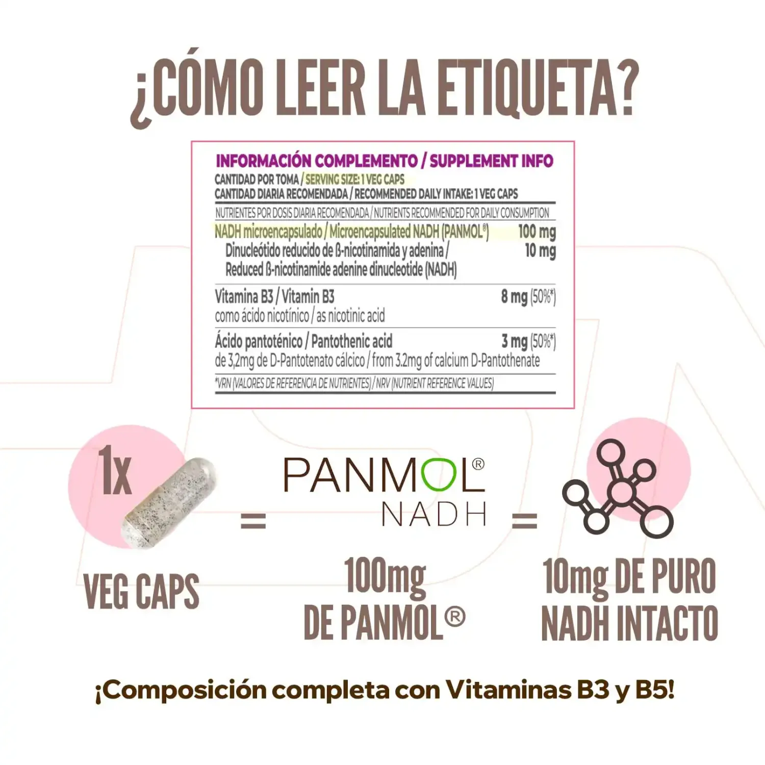 NADH microencapsulado 100mg (PANMOL®) - 60 veg caps, foto 3
