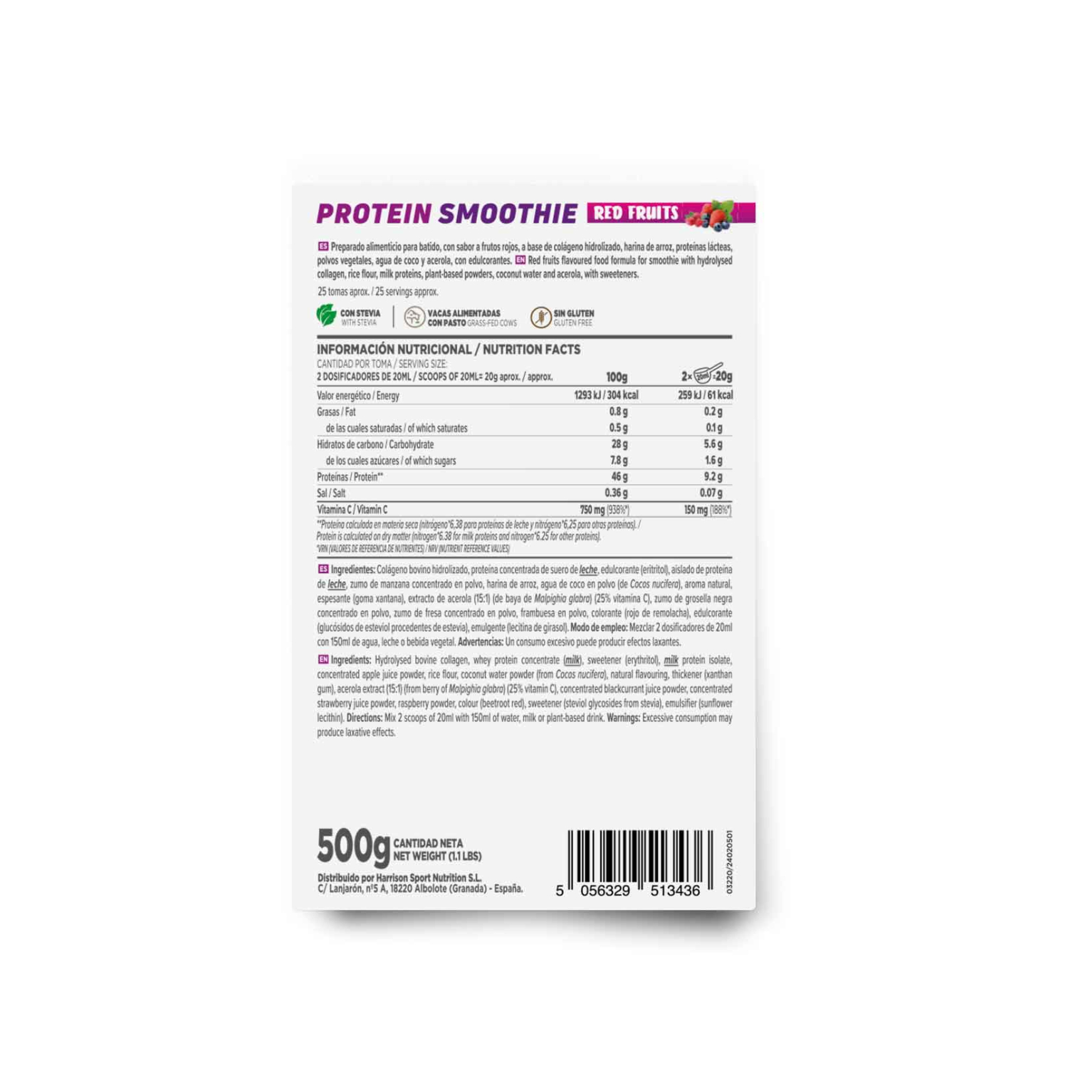 Smoothie proteico con colágeno 500g, foto 2