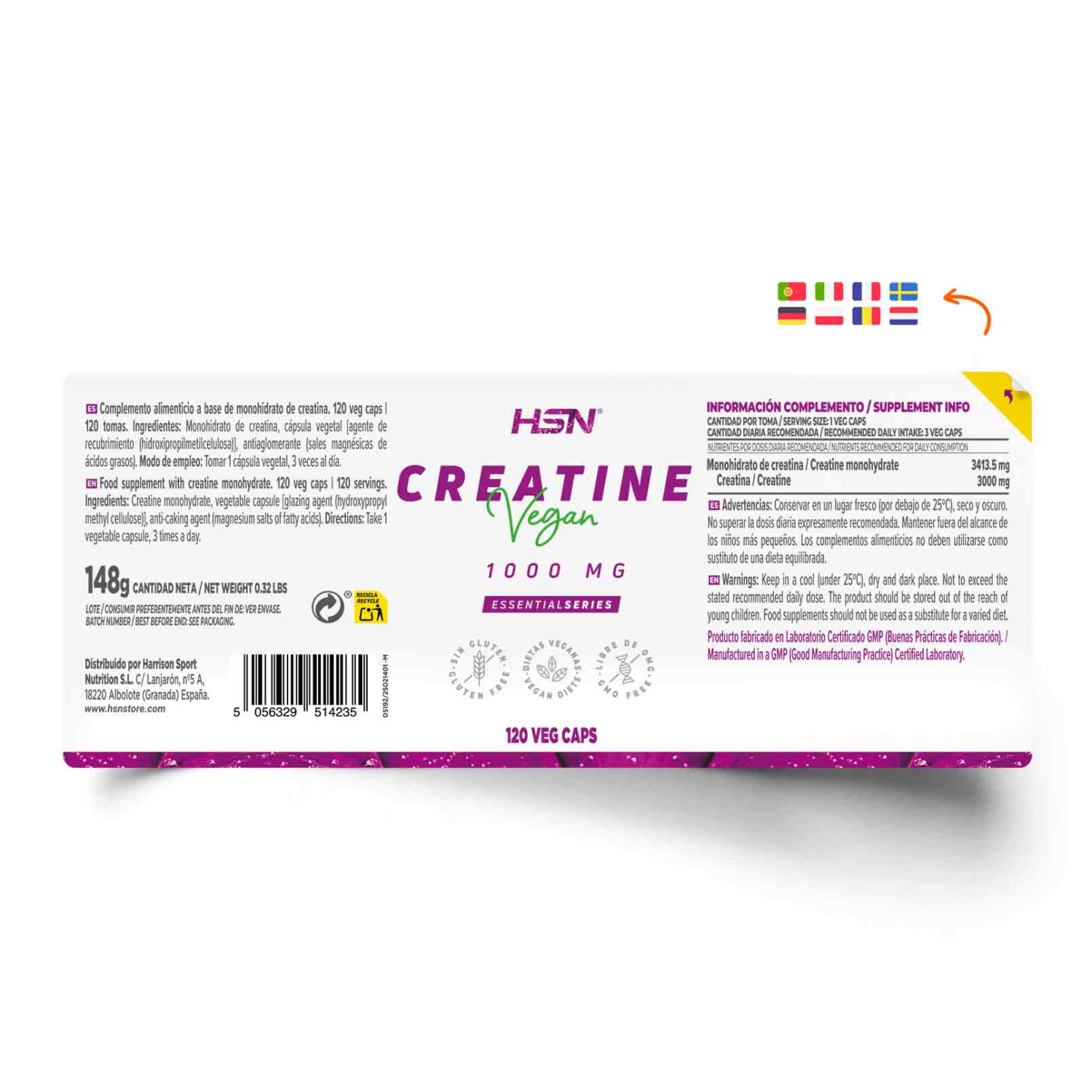 Creatina monohidrato (1000mg creatina) - 120 veg caps, foto 2