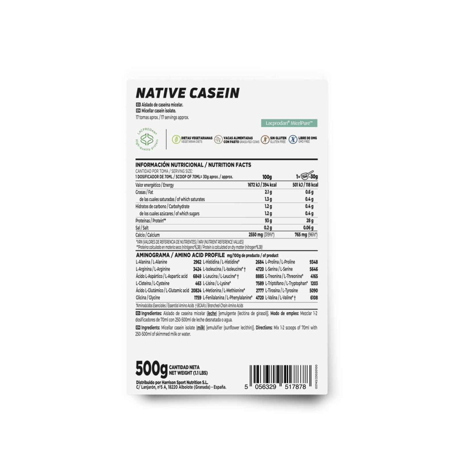 Caseína nativa (Lacprodan® MicelPure™) 500g, foto 2