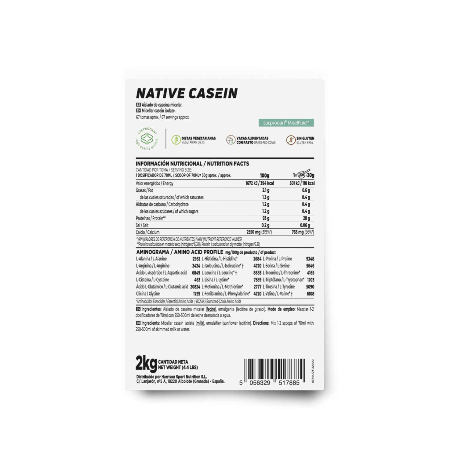 Caseína nativa (Lacprodan® MicelPure™) 2kg, foto 2