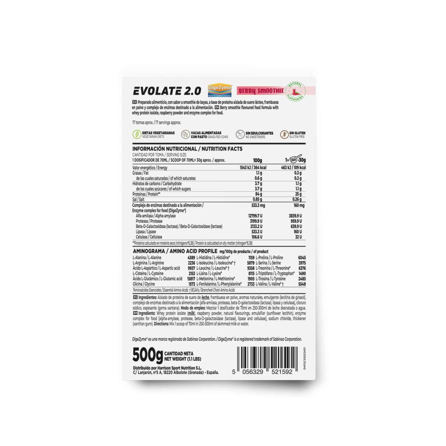 Evolate 2.0 sin edulcorantes (whey isolate CFM) 500g, foto 2