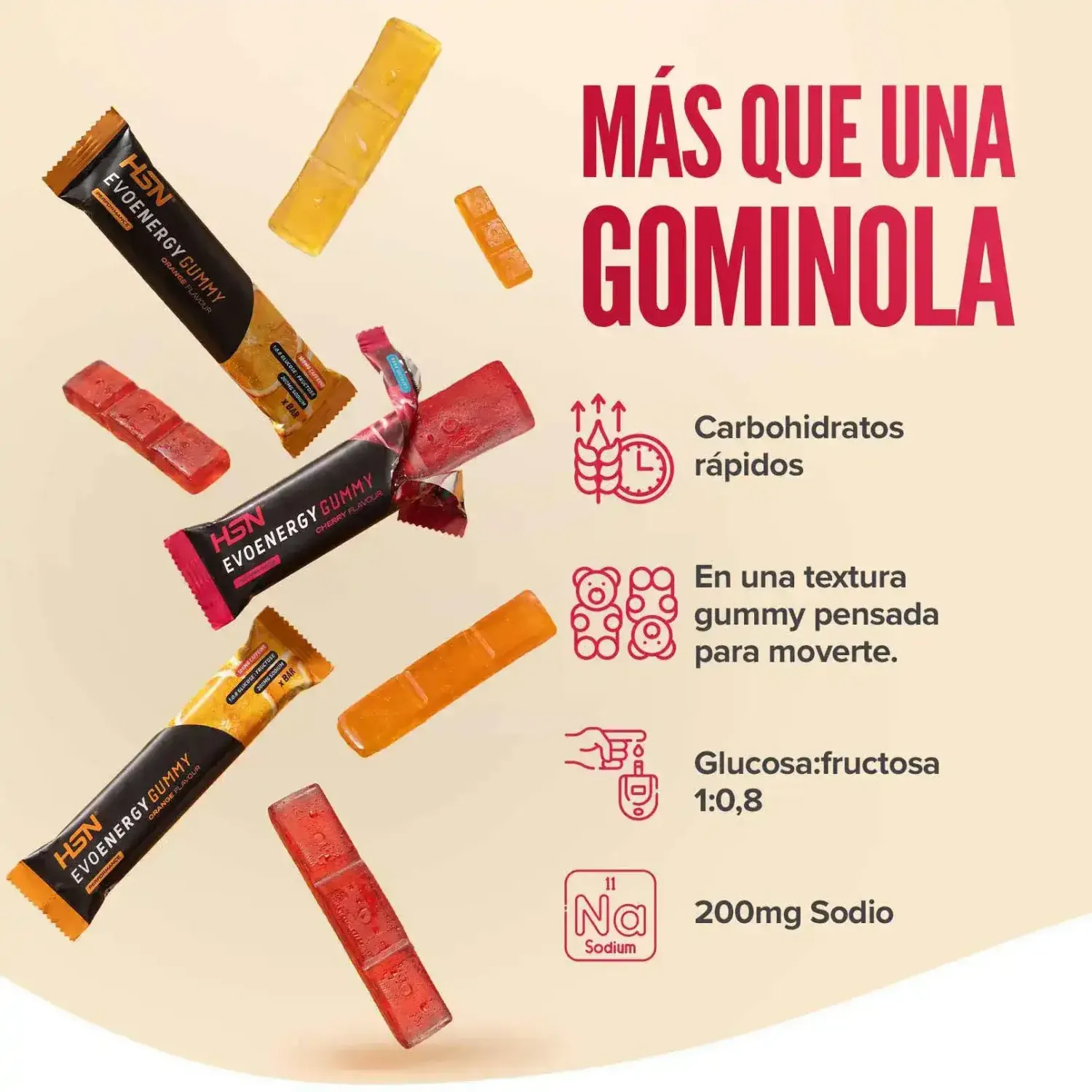 Evoenergy gummy bar sin cafeína 30g, foto 3