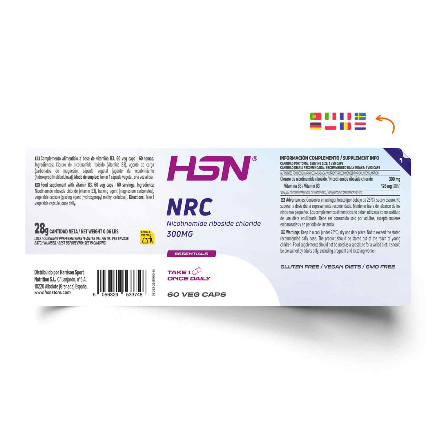 NRC (cloruro de nicotinamida ribósido) 300mg - 60 veg caps, foto 2