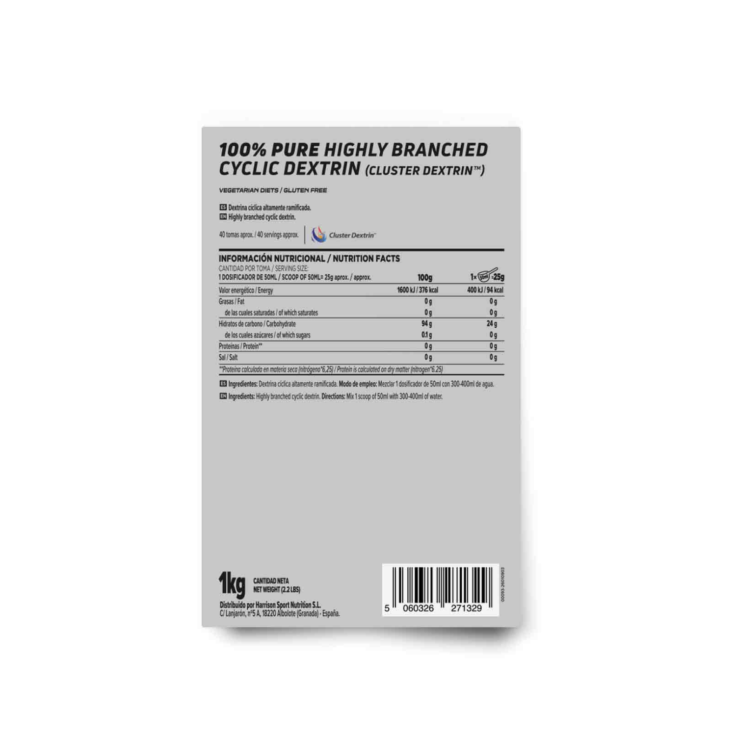 Cluster Dextrin™ (dextrina cíclica altamente ramificada) en polvo 1kg, foto 2