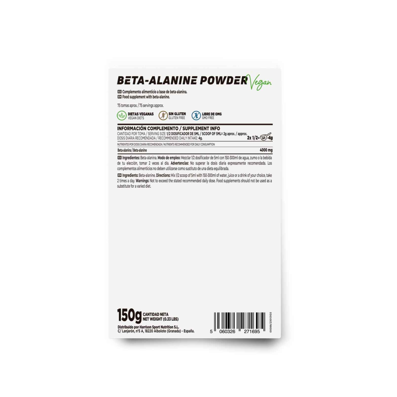 Beta-alanina en polvo 150g, foto 2