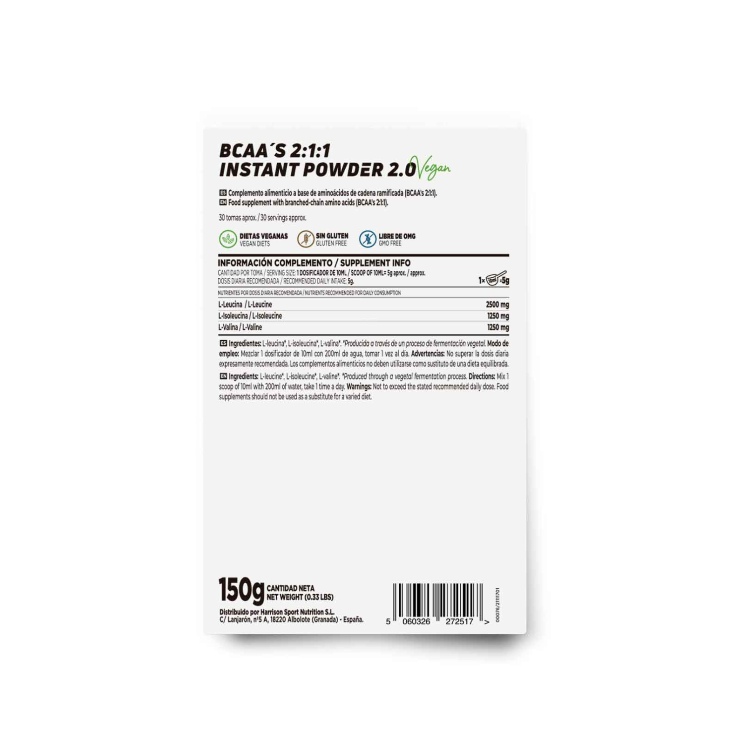 BCAA's instantáneo 2:1:1 2.0 150g, foto 2