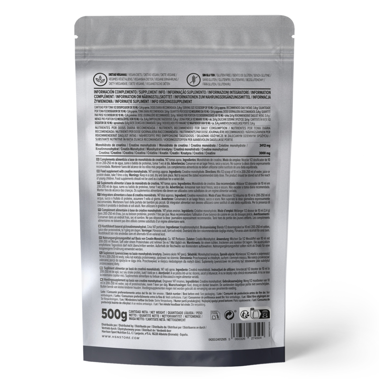 Creatina monohidrato en polvo (200 mesh) 500g, foto 2
