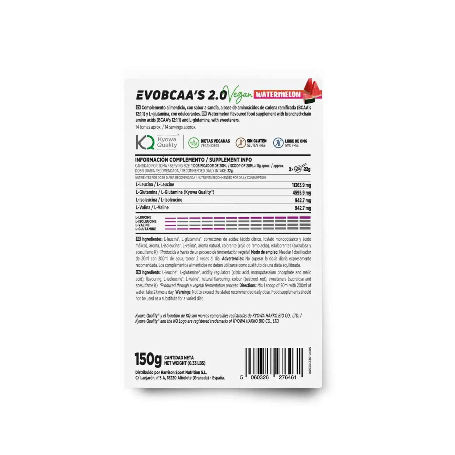 EvoBCAA's 2.0 (BCAA's 12:1:1 + glutamina) 150g, foto 2