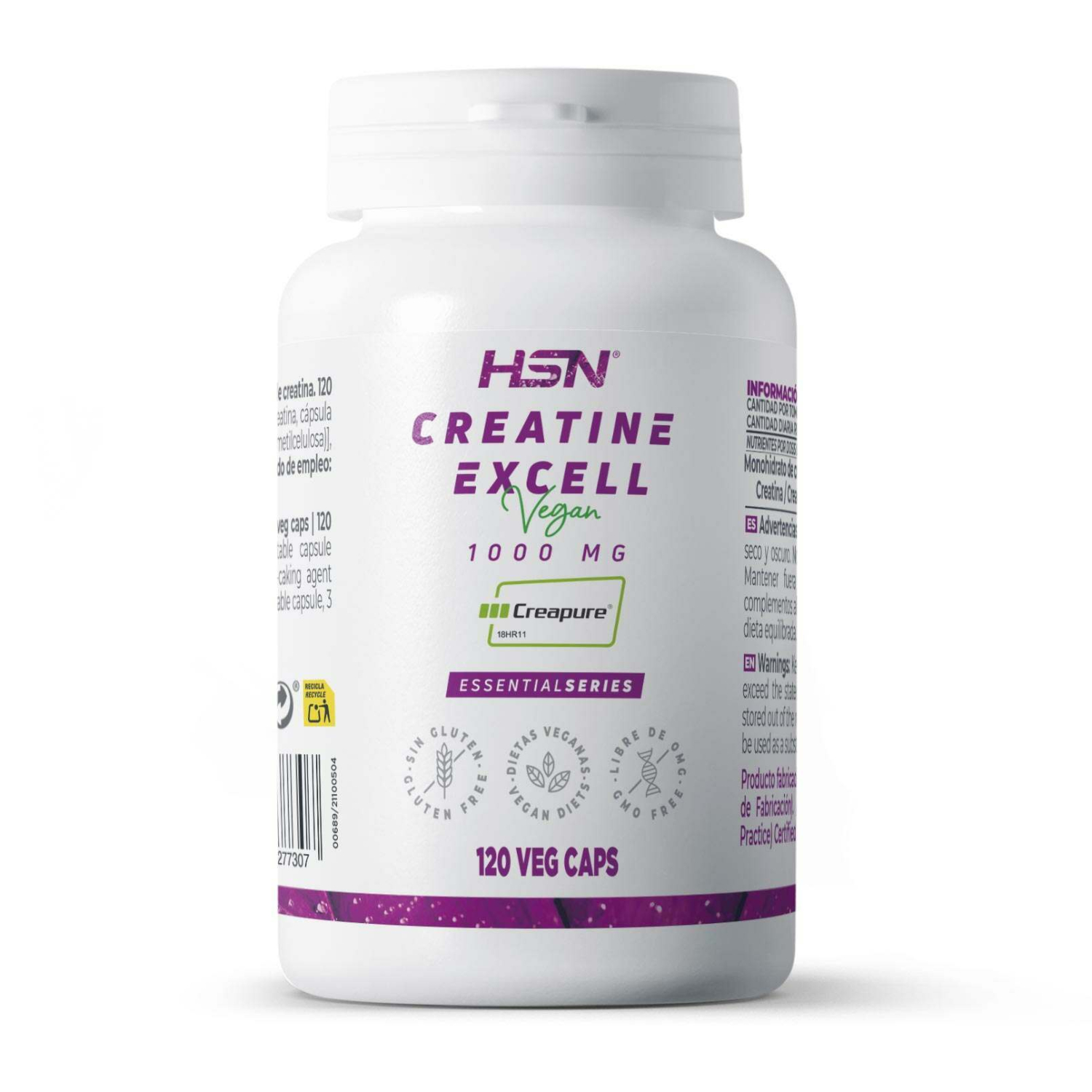 Creatina Excell 1000mg (100% Creapure®) - 120 veg caps