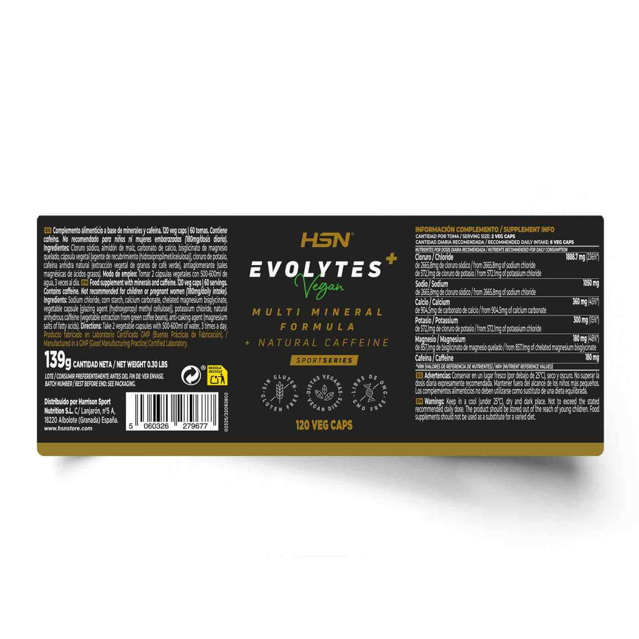 Evolytes plus+ (sales de electrolitos) + cafeína - 120 veg caps, foto 2