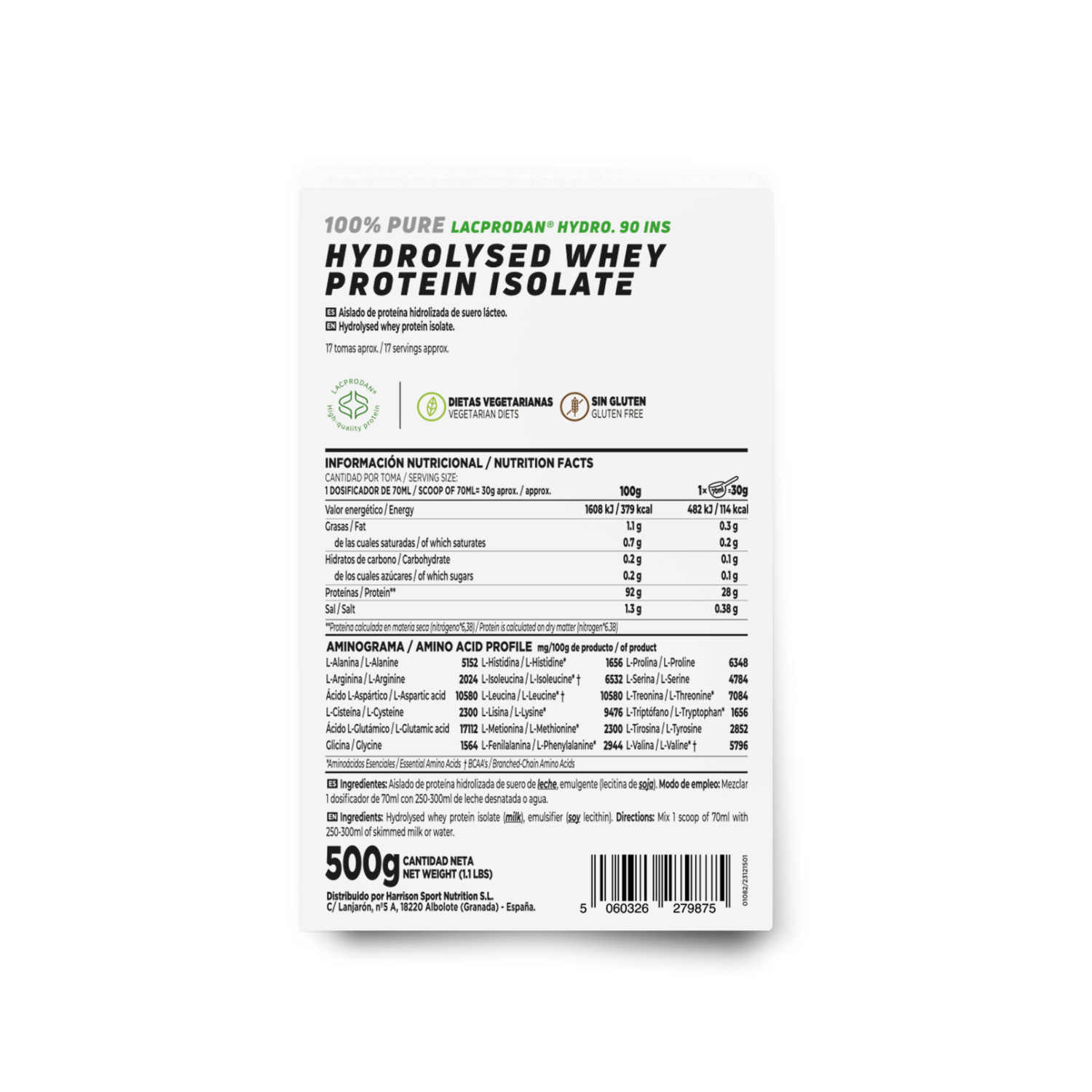 100% Proteína de suero hidrolizado aislada 500g, foto 2