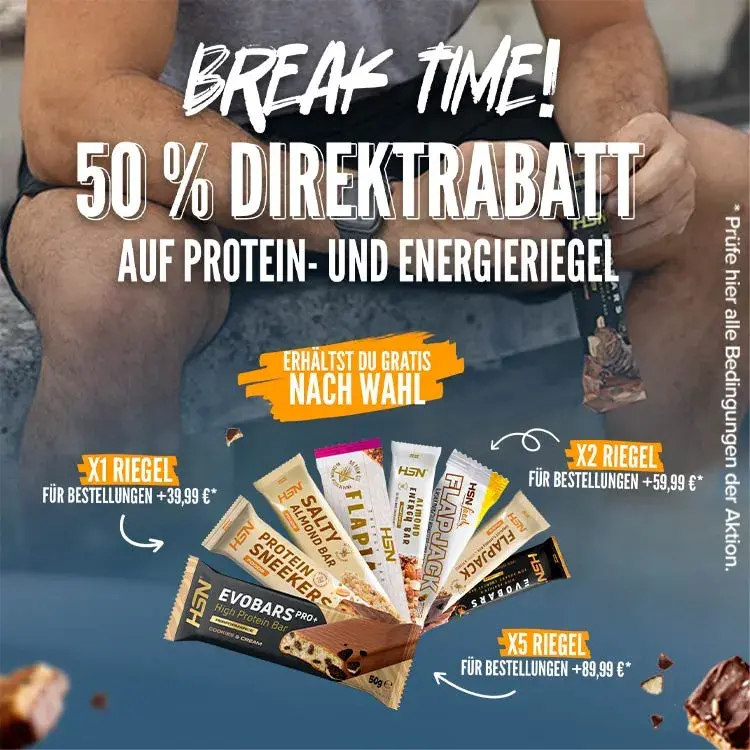 50 % Direktrabatt auf Protein- und Energieriegel