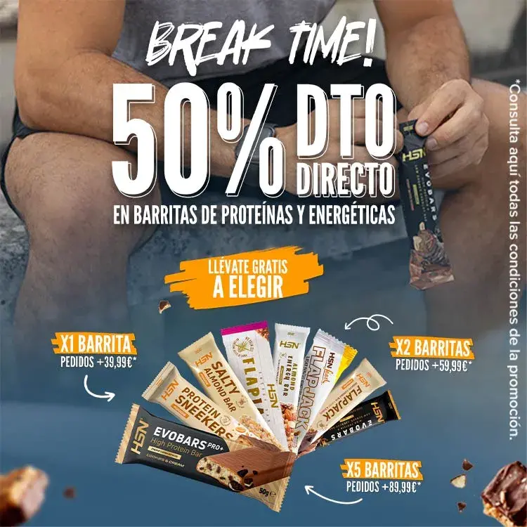 50% DTO Directo en Barritas de Proteínas y Energéticas