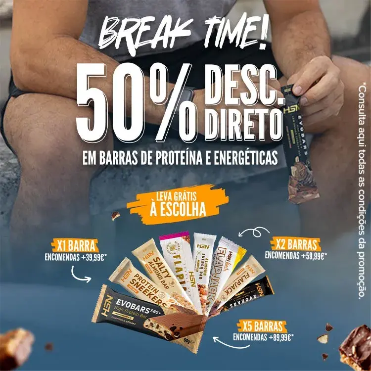 50% Desc. Direto em Barras de Proteína e Energéticas