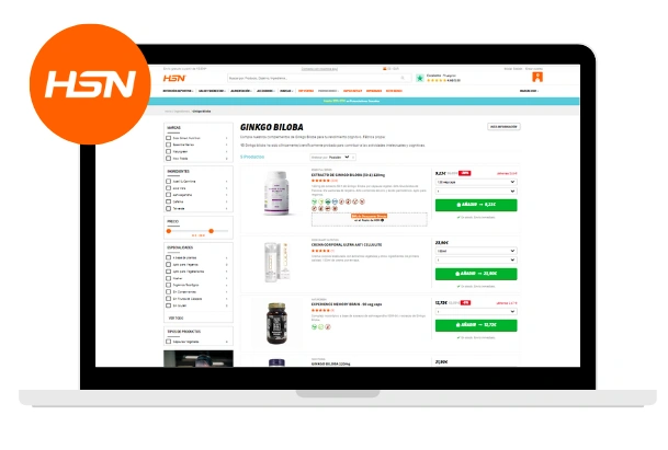 Complementos con ginkgo biloba al mejor precio en HSN